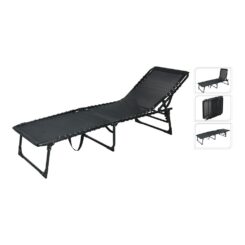 Espreguiçadeira dobrável metálica COR preta 190 x 56 x 86 cm