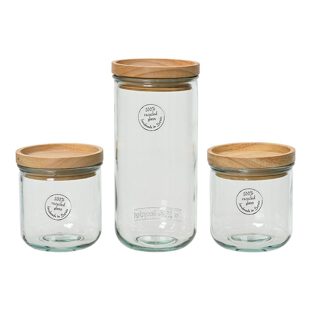 KIT de 3 frascos de armanezamento 100% de vidro reciclado 869702