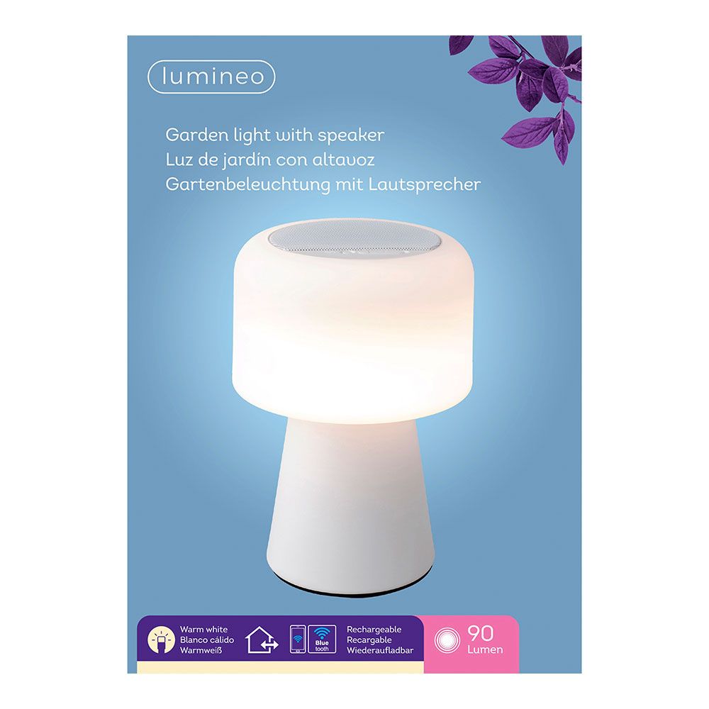 Candeeiro LED com altifalante para interior e exterior COR branco 22,5cm bluetooth recarregável 894417 - Image 2