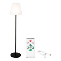 Candeeiro de pé COR branco e preto para interior-exterior recarregável com comando 150cm 894459