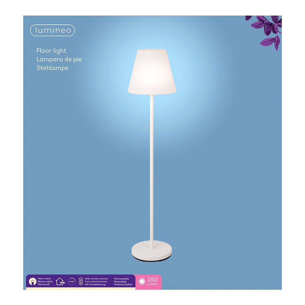 Candeeiro de pé COR branco para interior-exterior recarregável com comando 150cm 894460 - Image 2