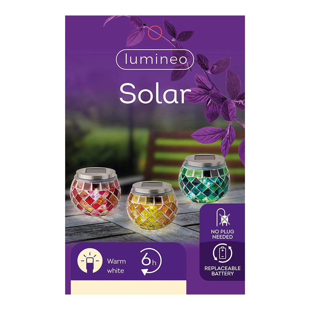 Candeeiro solar design mosaico 9cm cores sortidas 894596