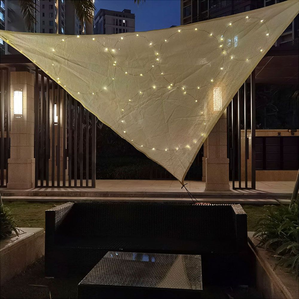 Toldo de privacidade LED bege, alimentado por energia solar, para USO externo, 3 x 3 x 3 m - Image 2
