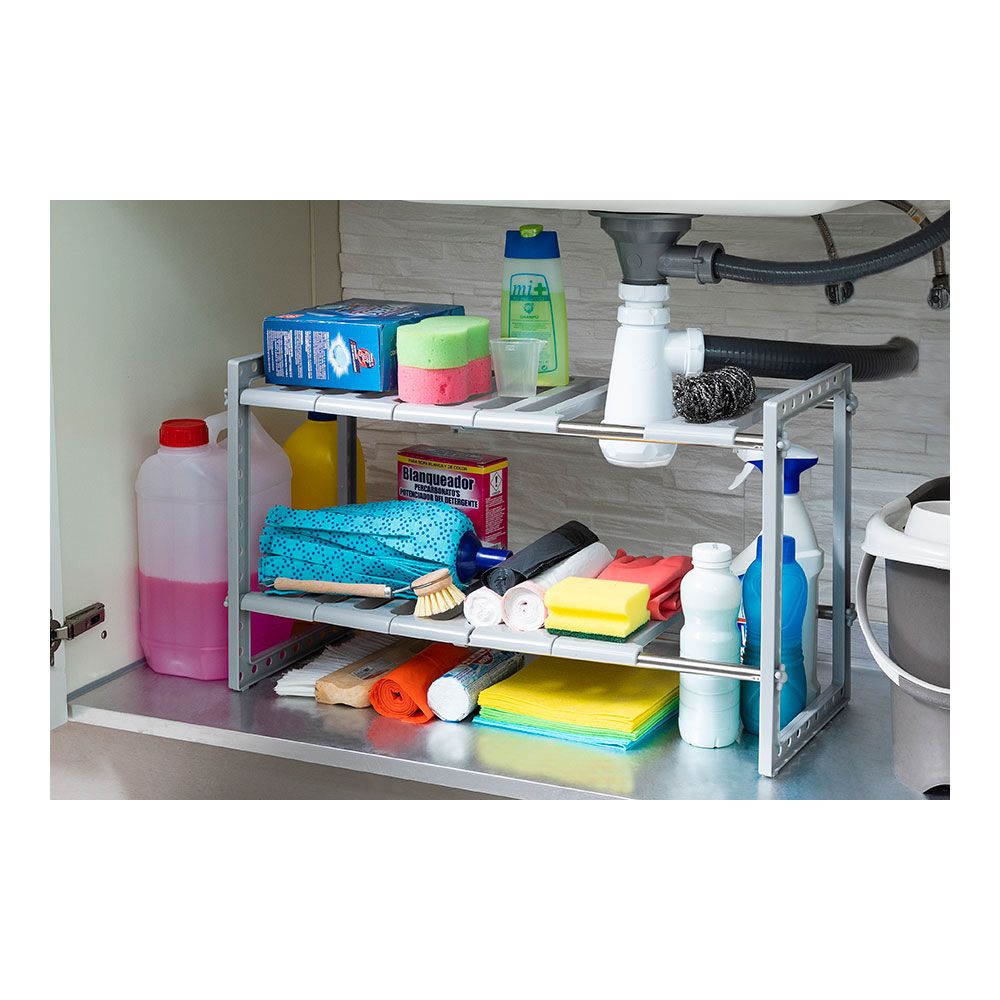 Estante extensível 37,5-66,5cm para debaixo do lava-loiças shibblek 2 prateleiras V0103677 innovagoods - Image 9