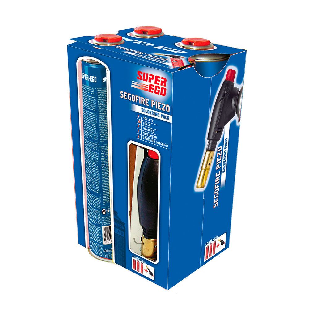 Pack maçarico segofire piezelétrico + 3 cartuchos. multigás 300 600ml super EGO - Image 4