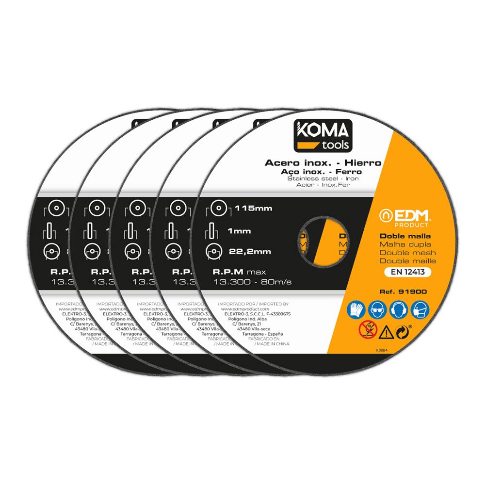 Discos de corte em ferro e aço inoxidável ø115 x 1,0 x 22,2 mm, 5 unidades - Image 3