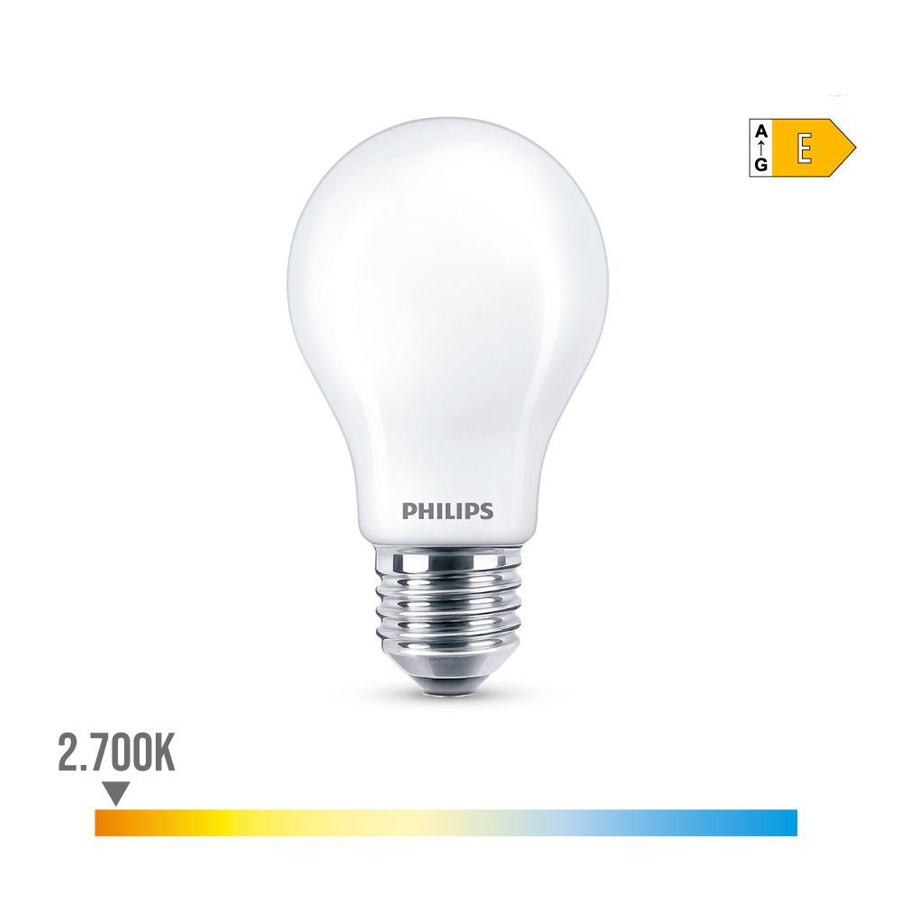 Lâmpada standard LED E27 8,5W 1.055lm 2700K LUZ quente Ø6x10,4cm. philips