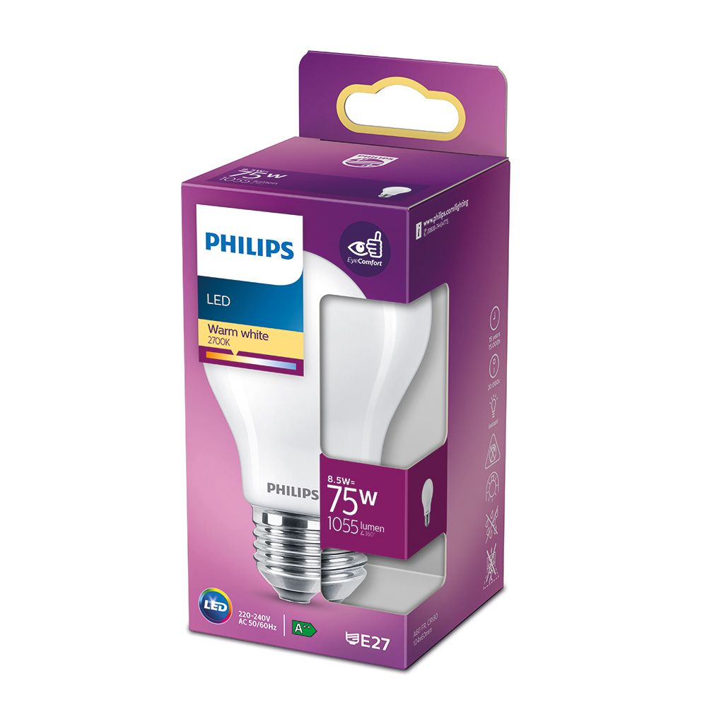 Lâmpada standard LED E27 8,5W 1.055lm 2700K LUZ quente Ø6x10,4cm. philips - Image 2