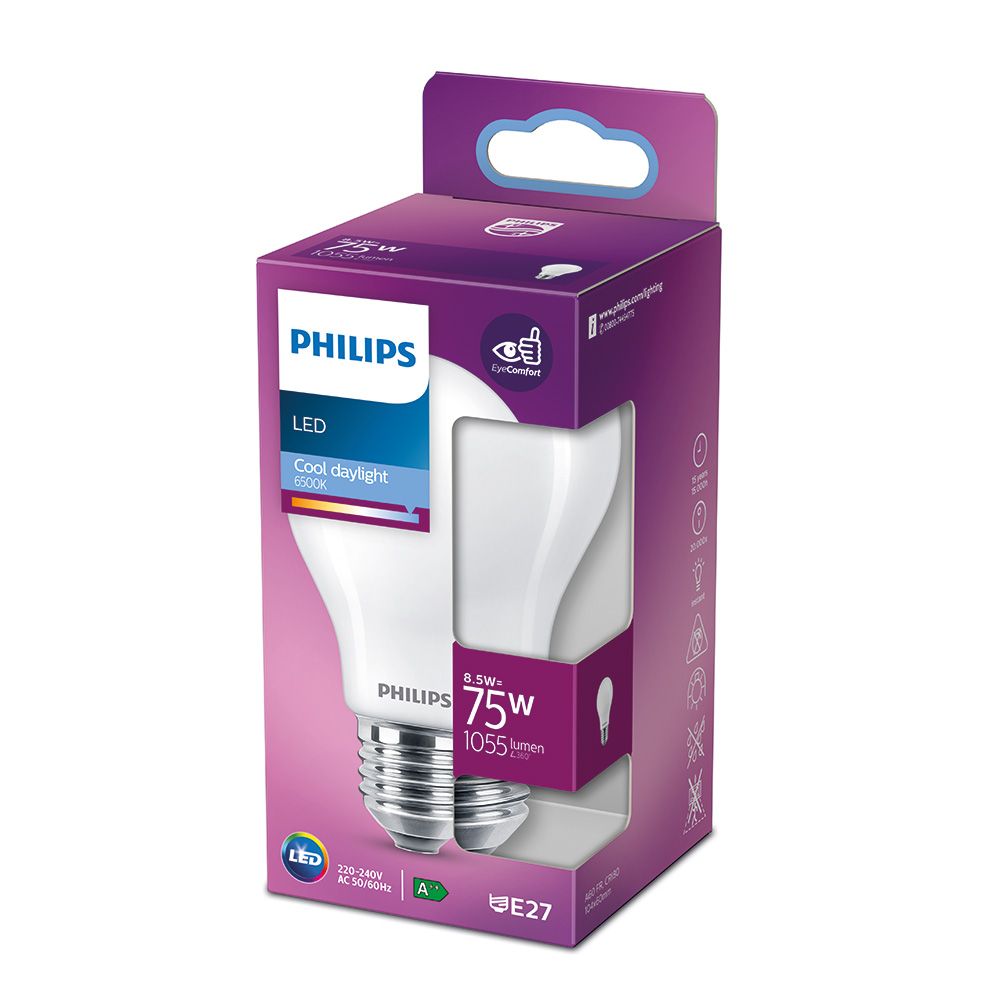 Lâmpada standard LED E27 8,5W 1.055lm 6500K LUZ fria Ø6x10,4cm. philips - Image 2