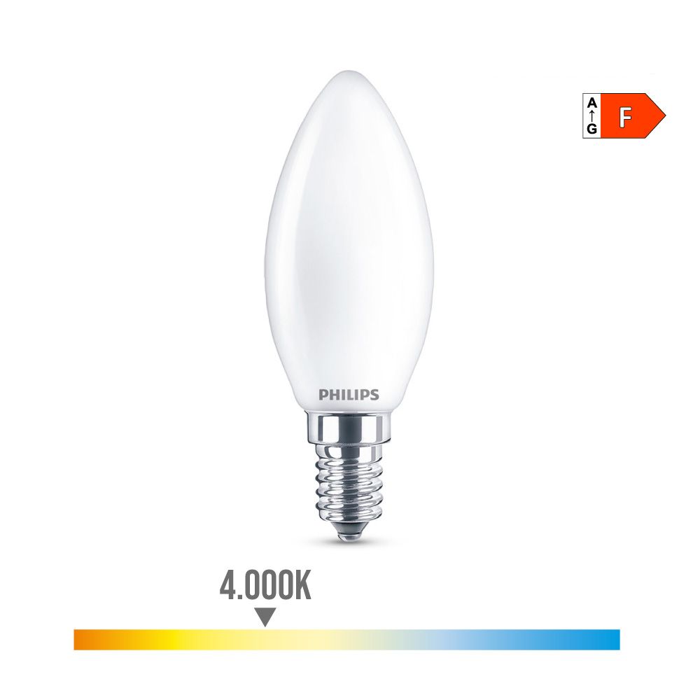 Lâmpada vela LED E14 4,3 W 470lm 4000K LUZ DIA philips