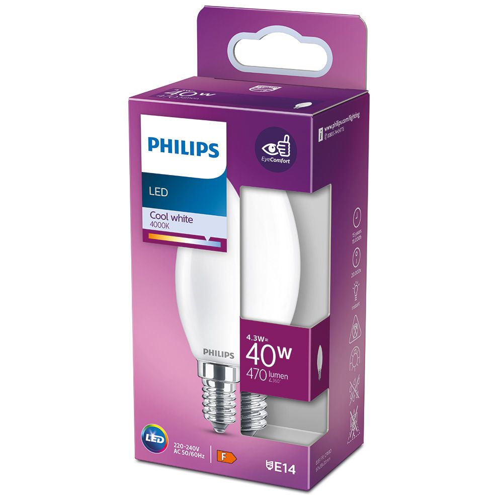 Lâmpada vela LED E14 4,3 W 470lm 4000K LUZ DIA philips - Image 2