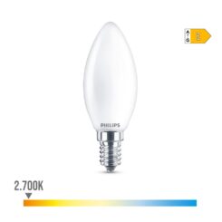 Lâmpada vela LED E14 6.5W 806lm 2700K LUZ quente Ø3.5x9.7cm. philips