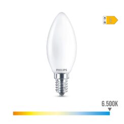 Lâmpada vela LED E14 6.5W 806lm 6500K LUZ fria Ø3.5x9.7cm. philips