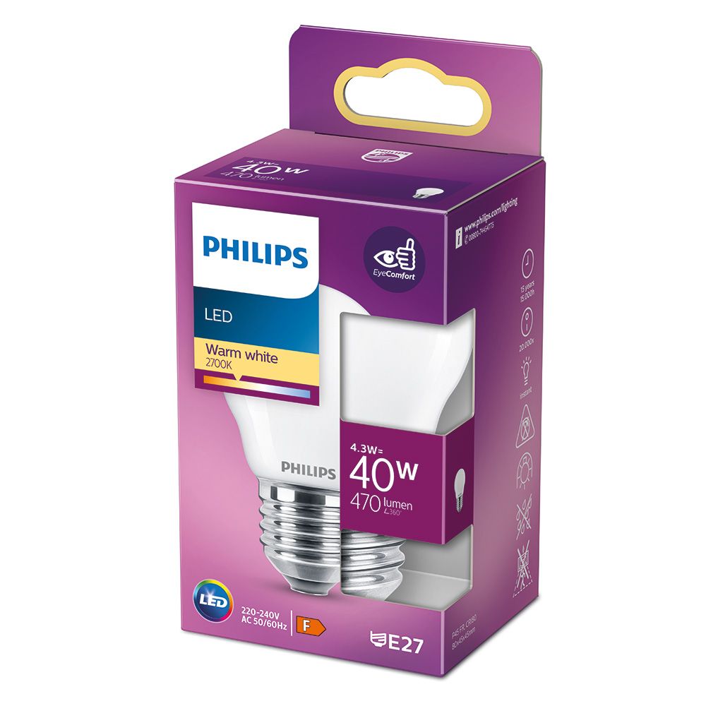 Lâmpada esférica LED E27 4,3 W 470 LM 2700 K LUZ quente Ø4,5x8,2 cm - Image 2
