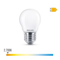 Lâmpada esférica LED E27 6,5W 806lm 2700K LUZ quente Ø4,5x7,8cm philips