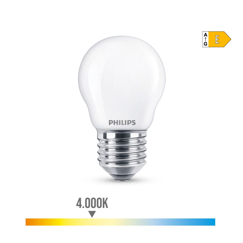 Lâmpada esférica LED E27 6,5W 806lm 4000K LUZ DIA Ø4,5x7,8cm philips