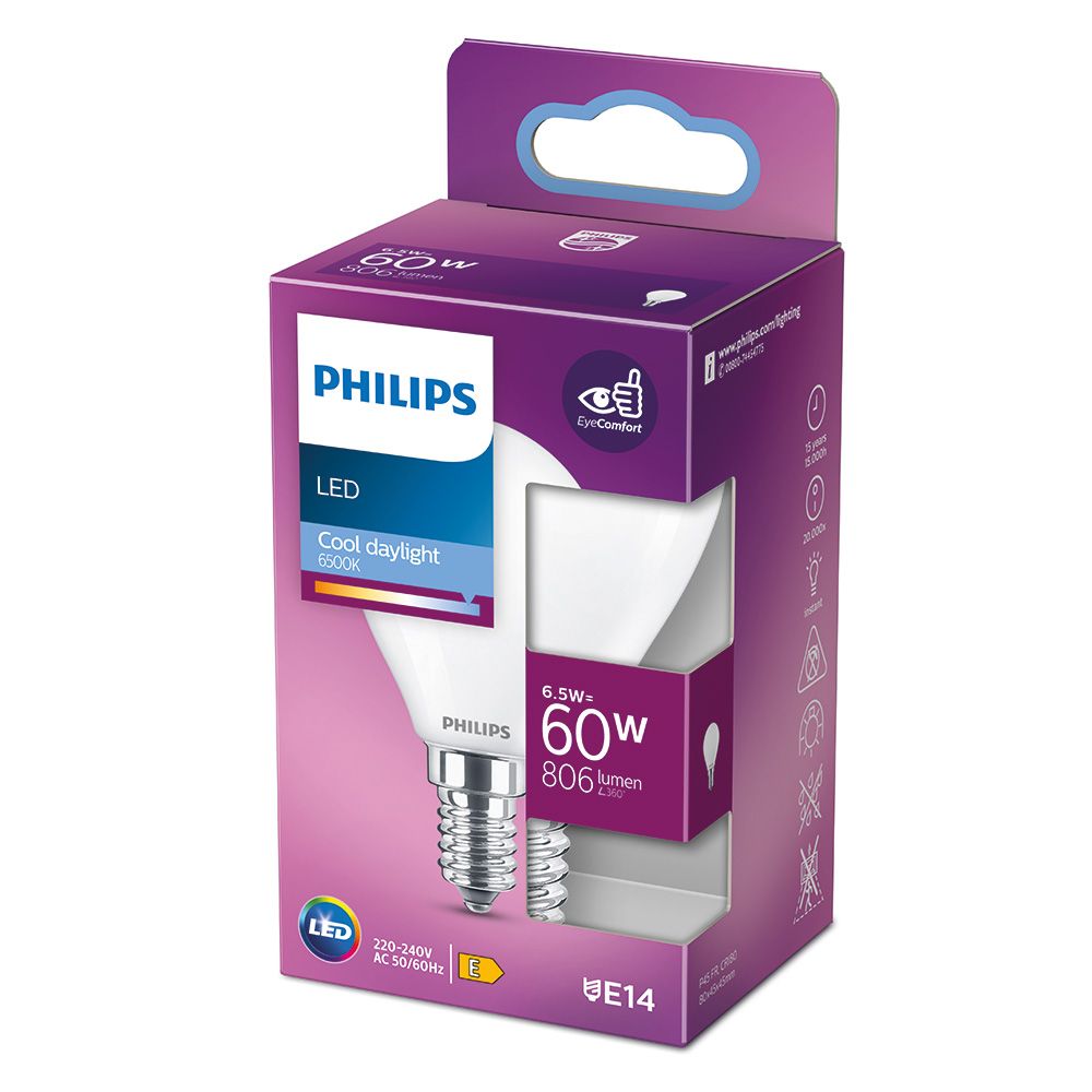 Lâmpada esférica LED e14 6,5 w 806 lm 6500 k luz fria ø4,5 x 8 cm - Image 2