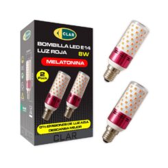 Lâmpada tubular vermelha de melatonina E14 8 W, 2 unidades