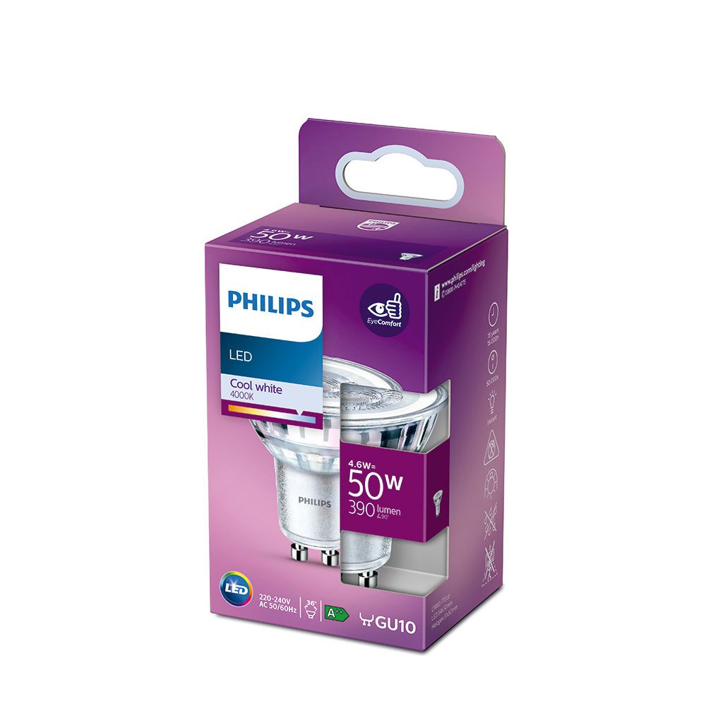 Lâmpada GU10 LED 4,6 W 390lm 4000K LUZ DIA Ø5x5,4cm philips - Image 2