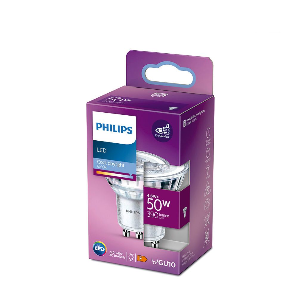 Lâmpada GU10 LED 4,6W 390lm 6500K LUZ fria Ø5x5,4cm philips - Image 2
