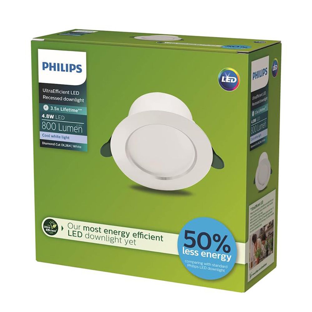 Downlight diamond CUT ultra efficient, Ø14,5x4,95cm,4.8w 4000K 800Im. philips - Image 2