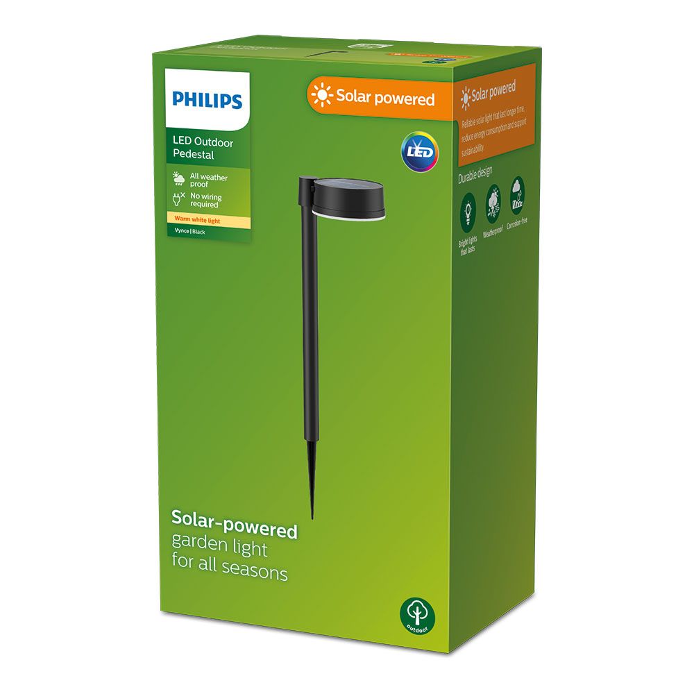 Pedestar solar redondo, IP 44 1,5W, 200Im 2700K, LUZ quente, medidas: 11,2x14,2x54cm. philips - Image 2