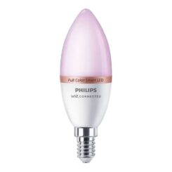Lâmpada vela LED E14 4,9W full colors 470lm wifi philips WIZ