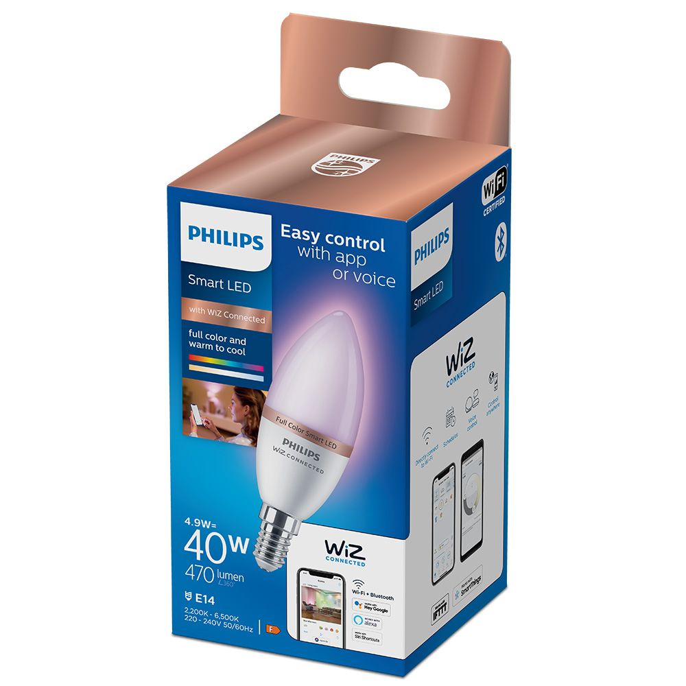Lâmpada vela LED E14 4,9W full colors 470lm wifi philips WIZ - Image 2
