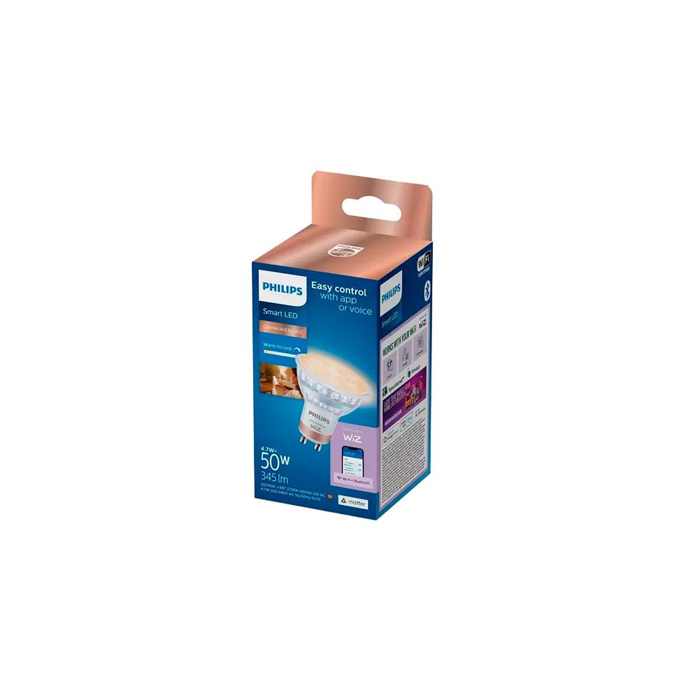 Lâmpada GU10 LED 4,7W 2.700K-6.500K 345lm wifi philips WIZ - Image 2