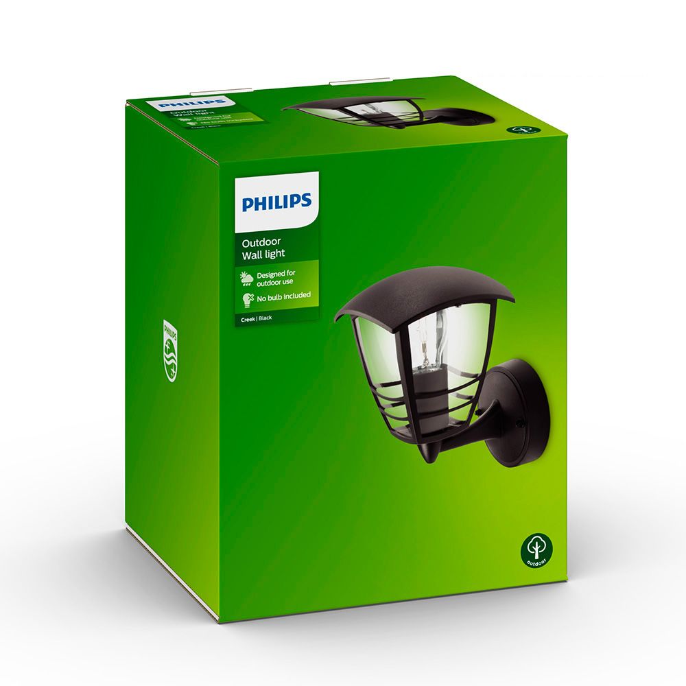 Candeeiro de parede exterior creek E27 60 W sem lâmpada, preto, com LUZ para cima - Image 3