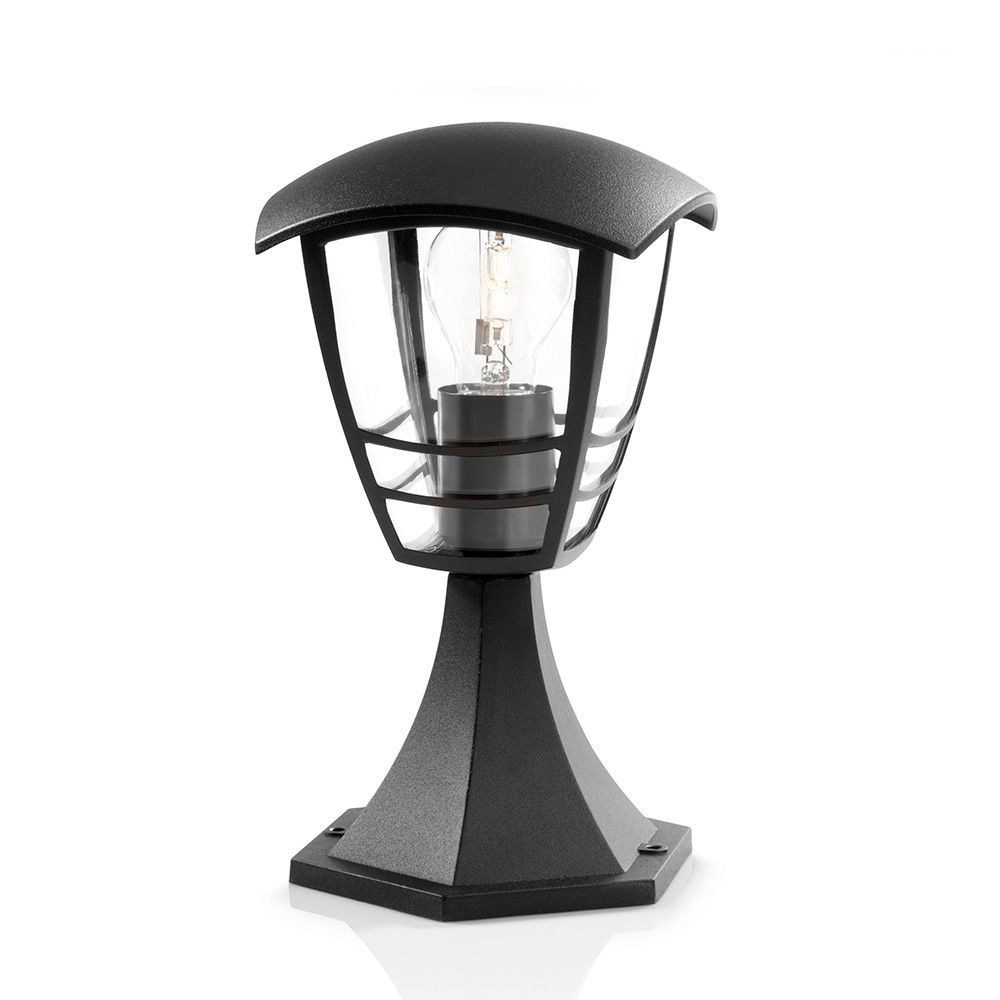 Candeeiro de parede exterior creek E27 60 W sem lâmpada, COR preto, pedestal