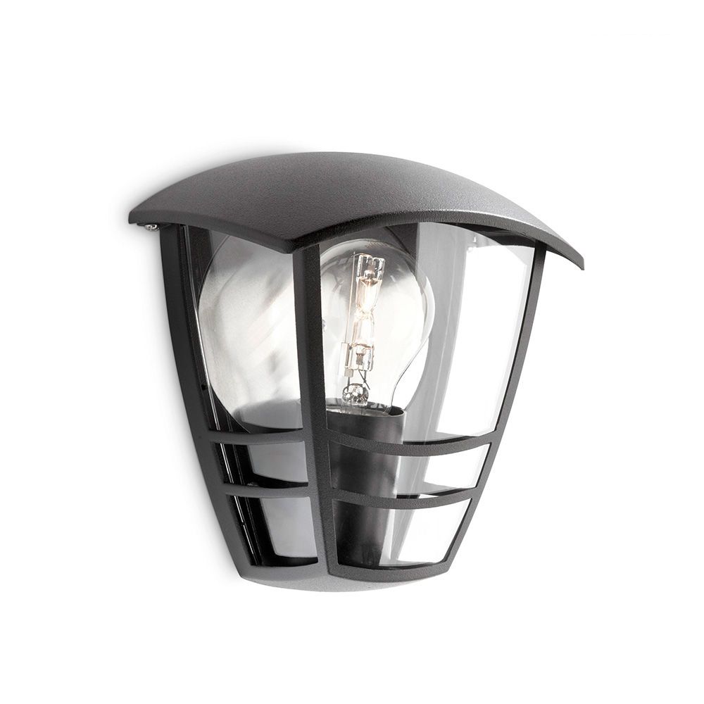 Candeeiro de parede exterior creek E27 60 W sem lâmpada, preto, para fixação à parede