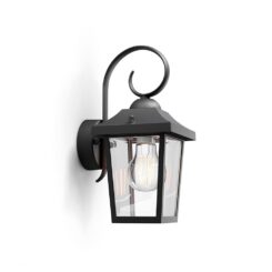 Candeeiro de parede exterior buzzard E27 60W sem lâmpada, preto, com LUZ para baixo