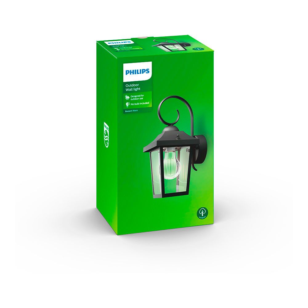 Candeeiro de parede exterior buzzard E27 60W sem lâmpada, preto, com LUZ para baixo - Image 4