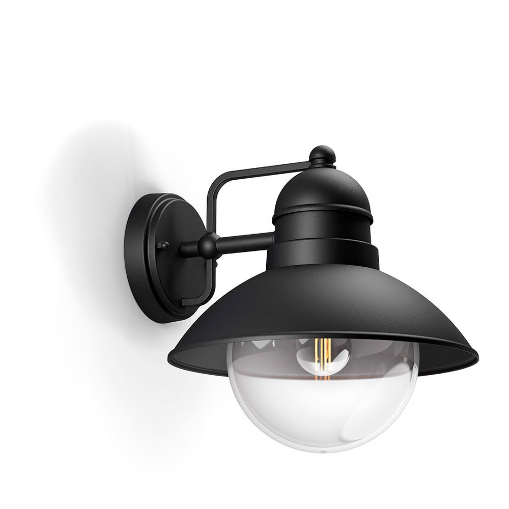 Luminária de parede exterior hoverfly E27 60 W sem lâmpada, preta, com LUZ para baixo
