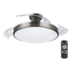Ventoinha de teto de LED modelo atlas. COR níquel. potência: 28+35W pás: Ø106cm com comando
