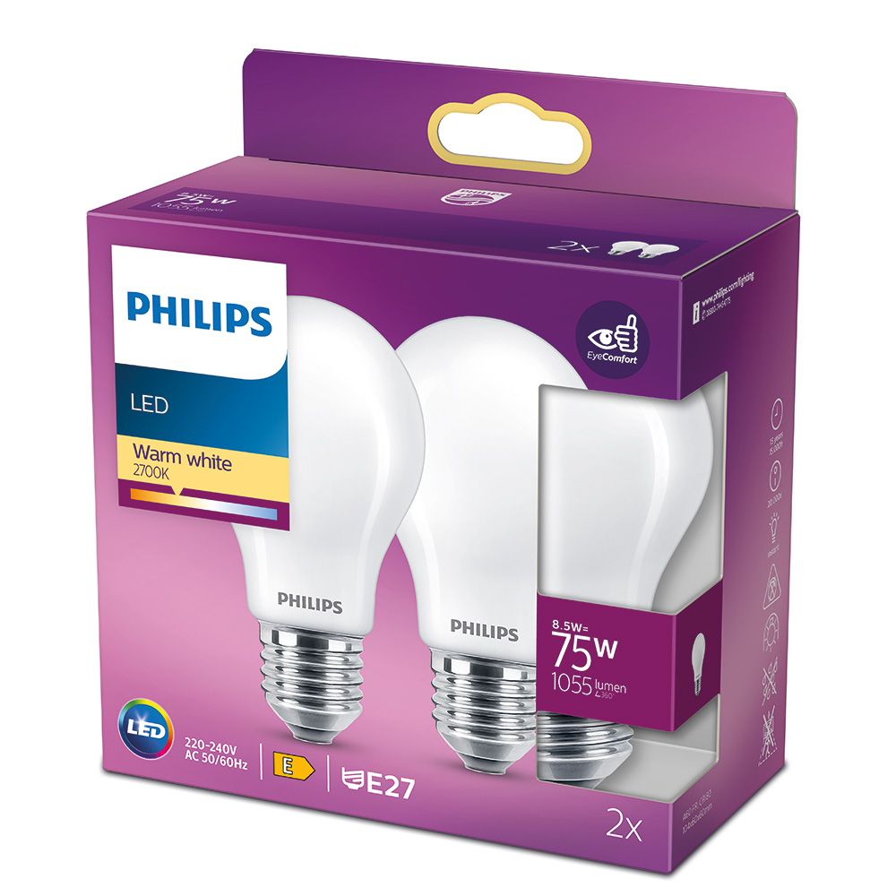 Lâmpada led e27 padrão 8,5 w 1055 lm 2700 k luz quente, 2 peças - Image 2