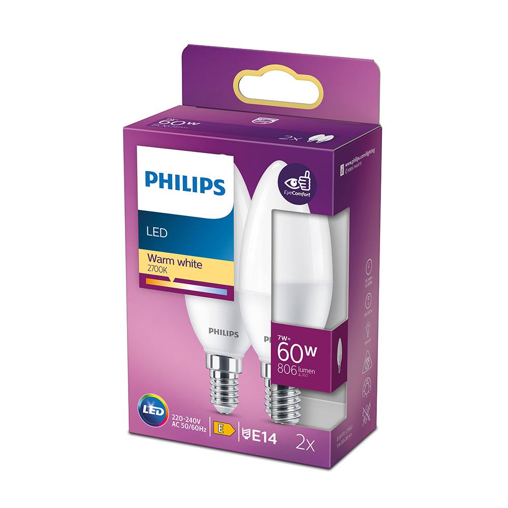 Lâmpada vela LED E14, 7 W, 806 LM, 2700 K, LUZ quente, 2 unidades - Image 2
