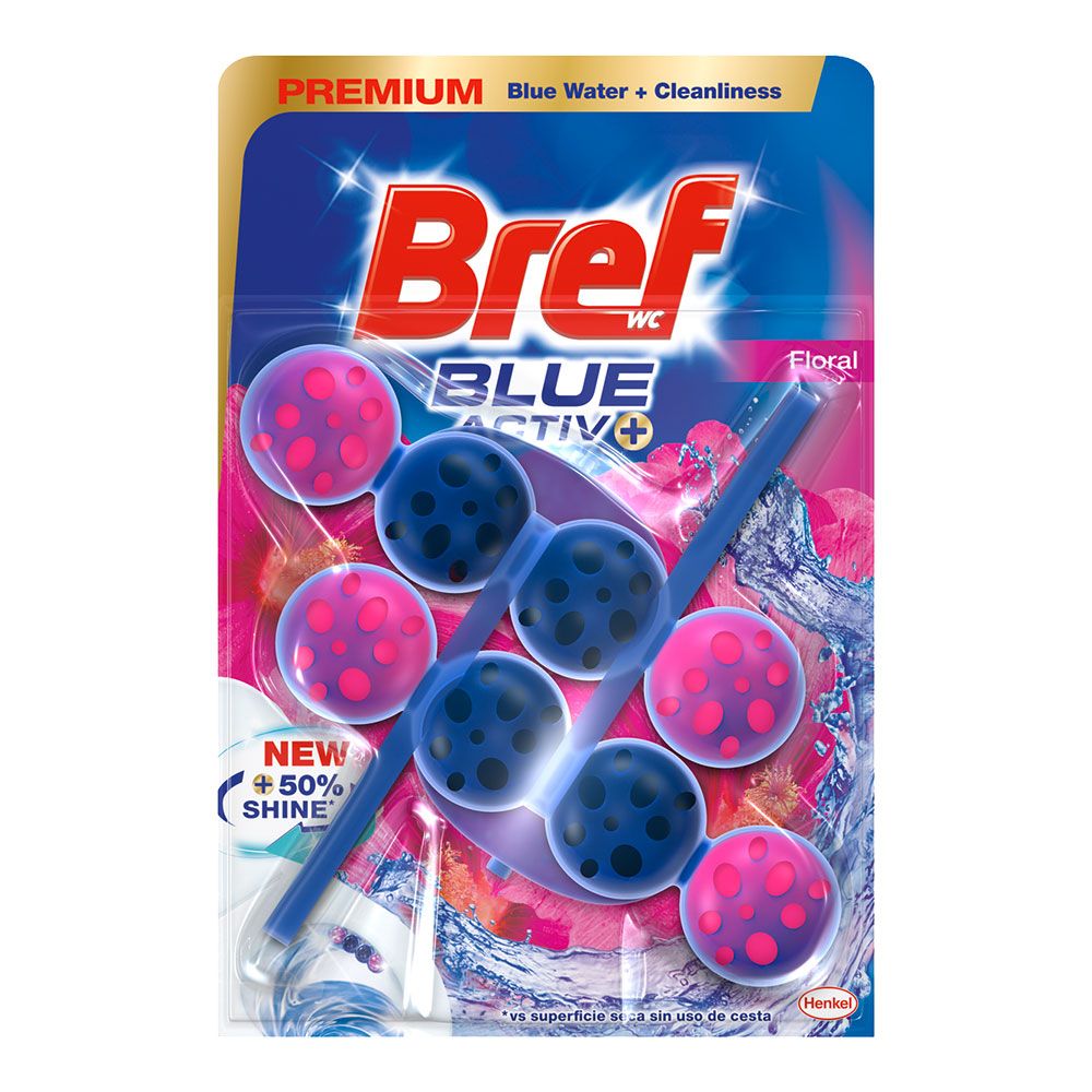 WC bloco sanitário bref ativo água azul higiene 2+1