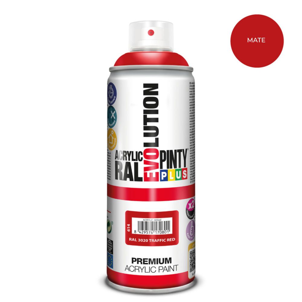 Tinta acrílica spray evolução 520 cc ral 3020 vermelho tráfego fosco 300 g