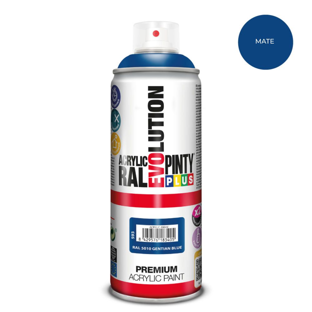 Tinta acrílica spray evolução 520 cc ral 5010 azul genciana mate 300 g