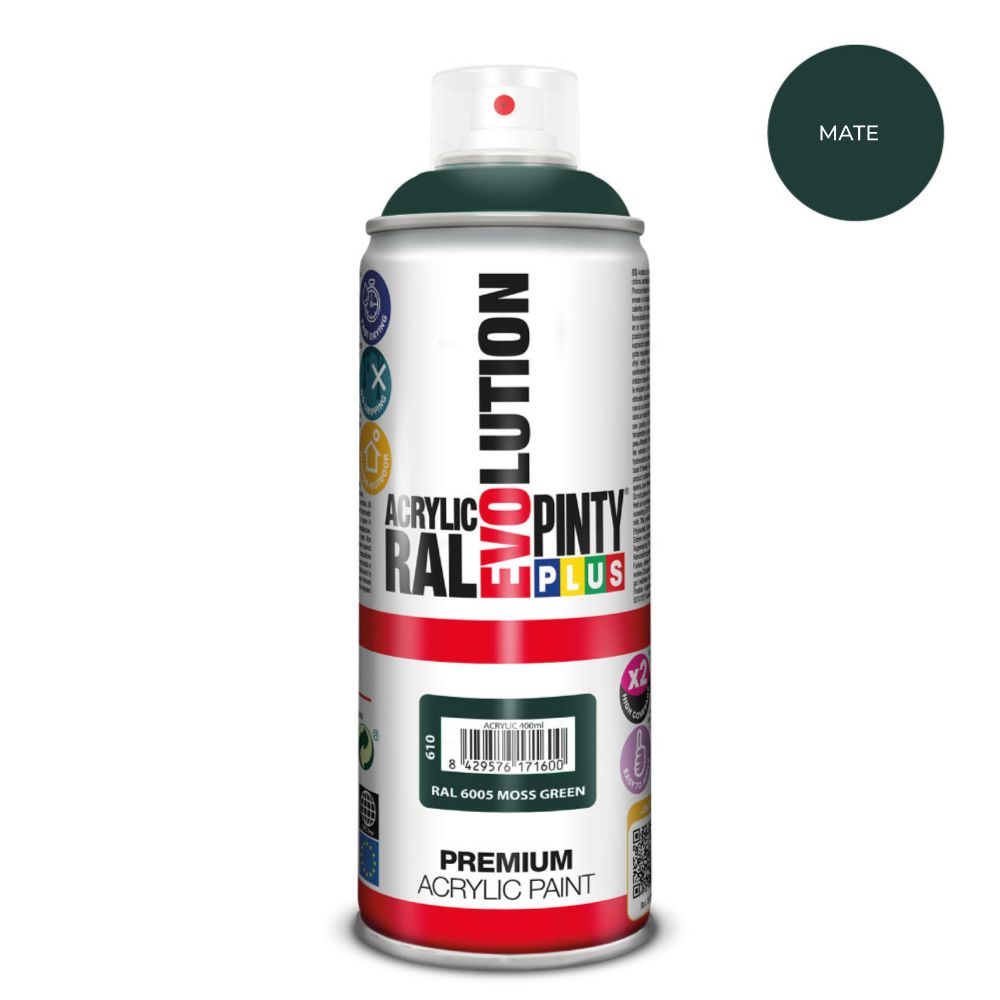 Spray de tinta acrílica evolução 520 cc ral 6005 verde musgo fosco 300 g
