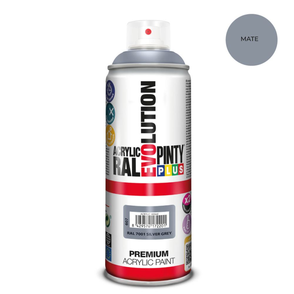 Spray de tinta acrílica evolução 520 cc ral 7001 cinza prateado fosco 300 g