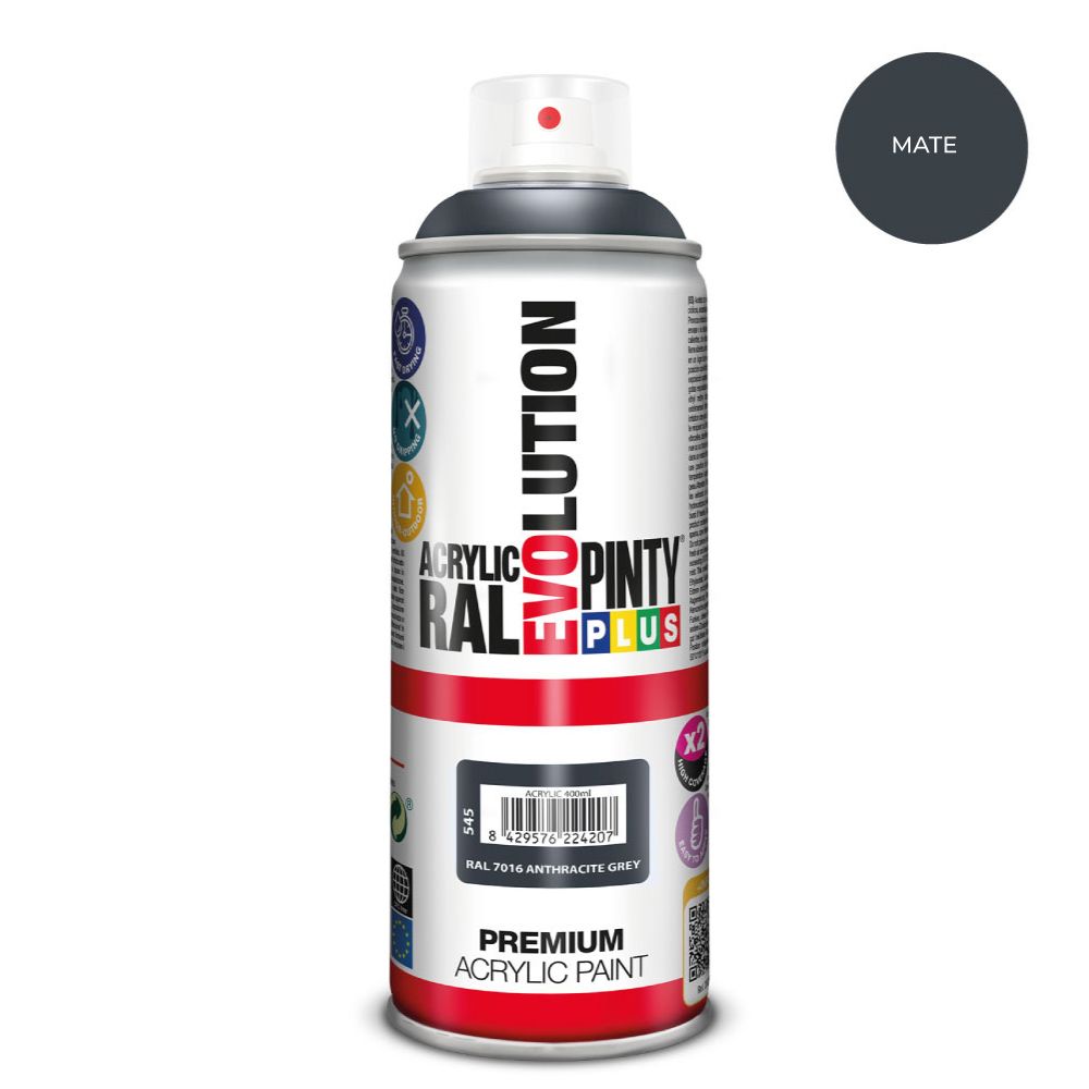 Spray de tinta acrílica evolução 520 cc ral 7016 cinza antracite fosco 300 g
