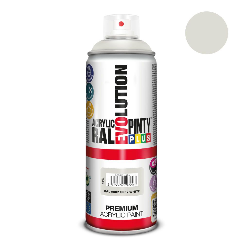 Spray de tinta acrílica evolução 520 cc ral 9002 cinza branco 300 g