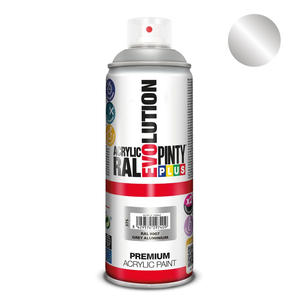 Spray de tinta acrílica evolução 520 cc ral 9007 cinza alumínio