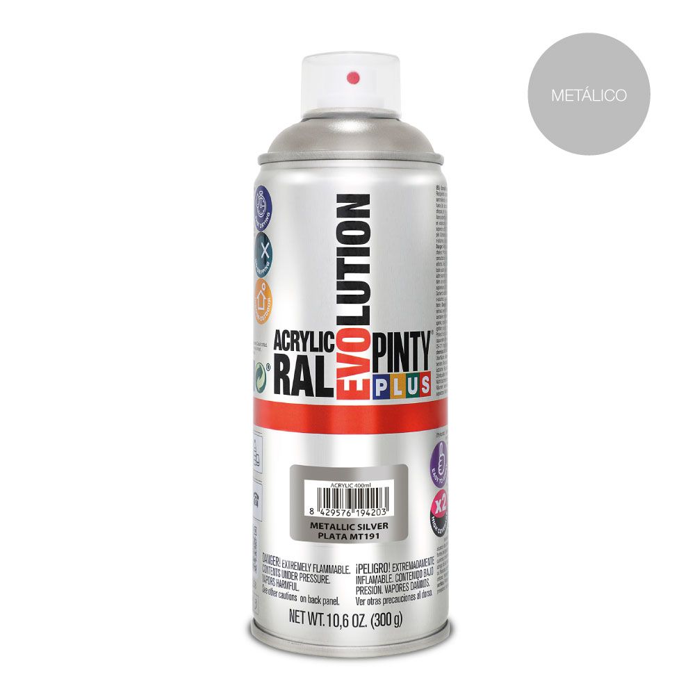 Tinta acrílica spray evolution metalizada 520 CC prata MT191