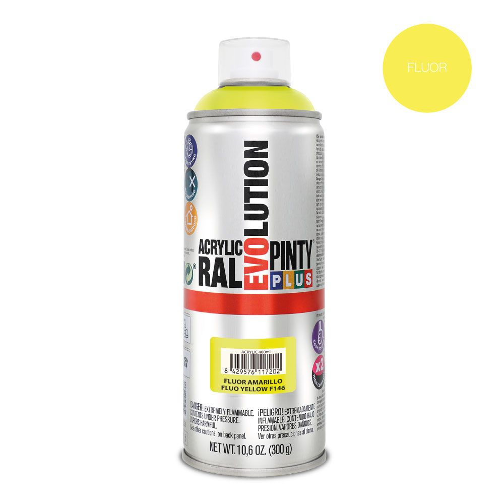 Tinta acrílica spray evolution 520 CC F146 amarelo fluor 300 g