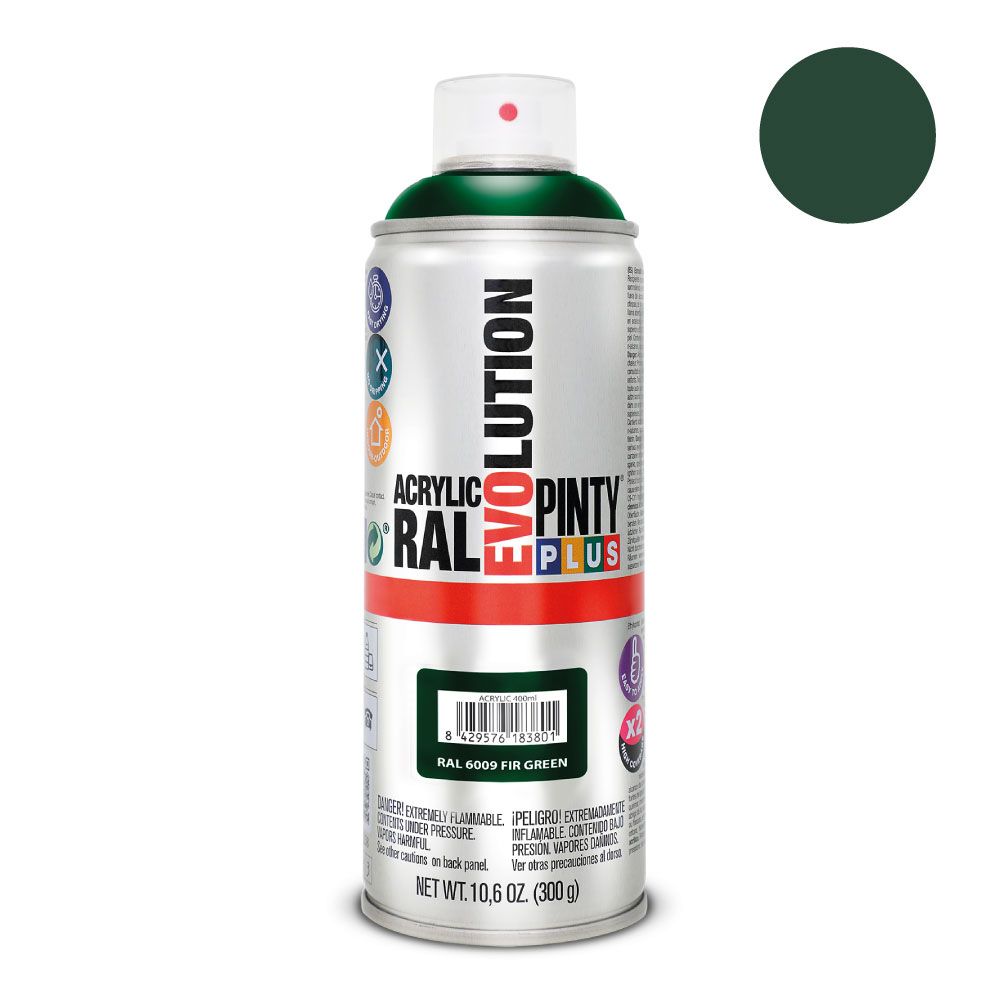 Tinta acrílica spray evolution 520 CC RAL 6009 verde abelha 300 g