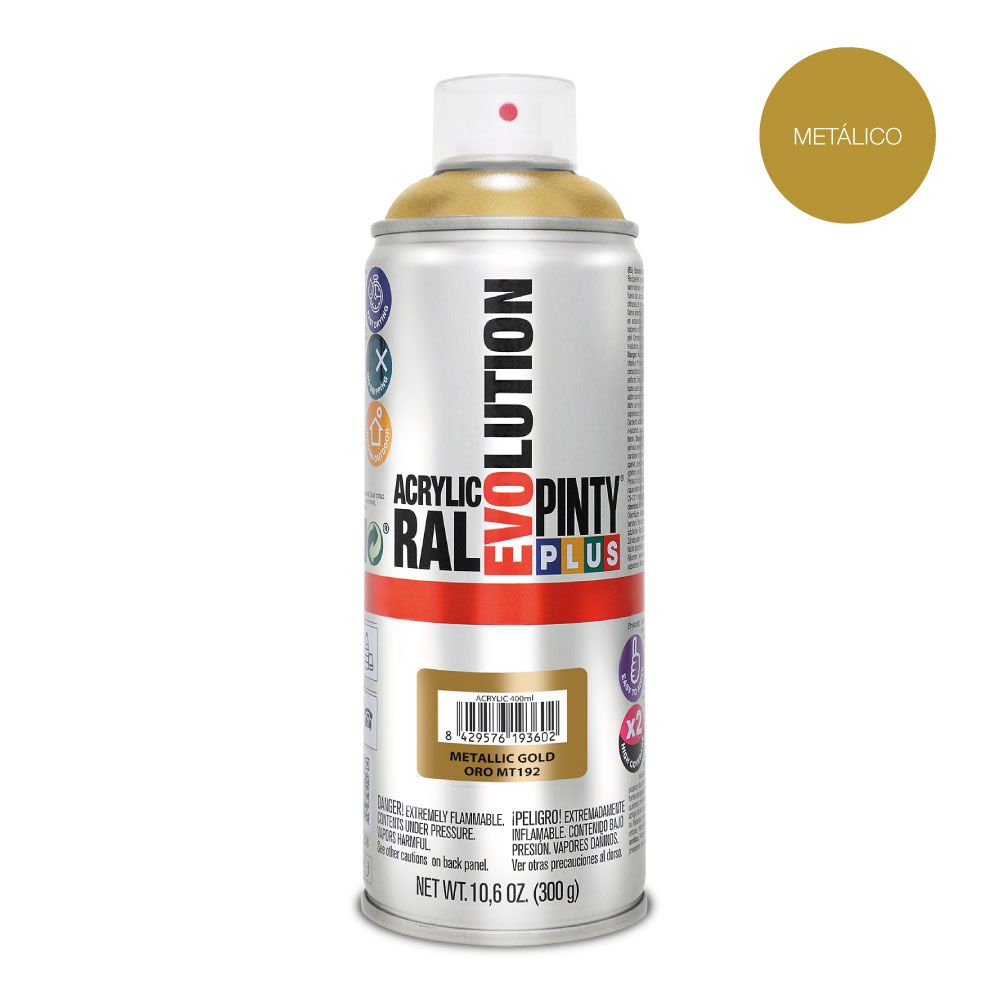 Tinta acrílica spray evolution metalizada 520 CC ouro MT192